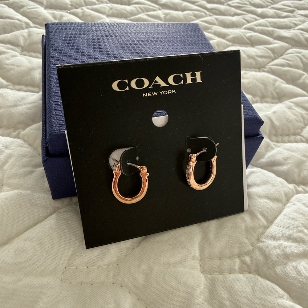 Coach Rose Gold Tone Mini Hoop Earrings